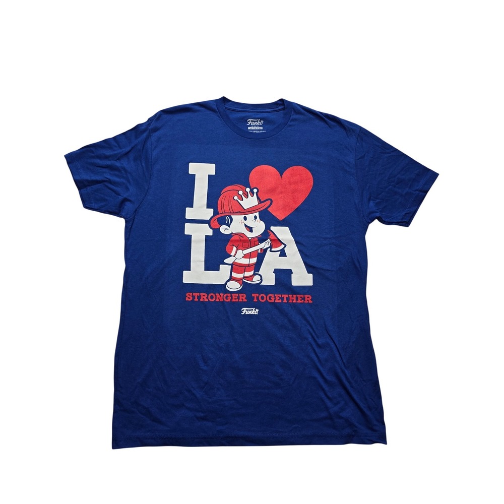 Funko Freddy I‎ Heart LA Firefighter Graphic T-Shirt Blue Mens XL Streetwear